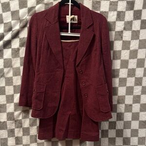 Junior House Women’s Burgundy Wool Line Suit Skirt & Blazer Size 4/5 & 8/9